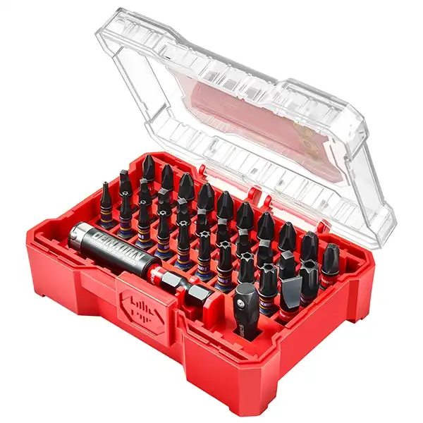 32PCS Mixed 25mm Impact Insert Bit fit for 1/4" & 1/2" Driver Tools Stacking Box Set-Red